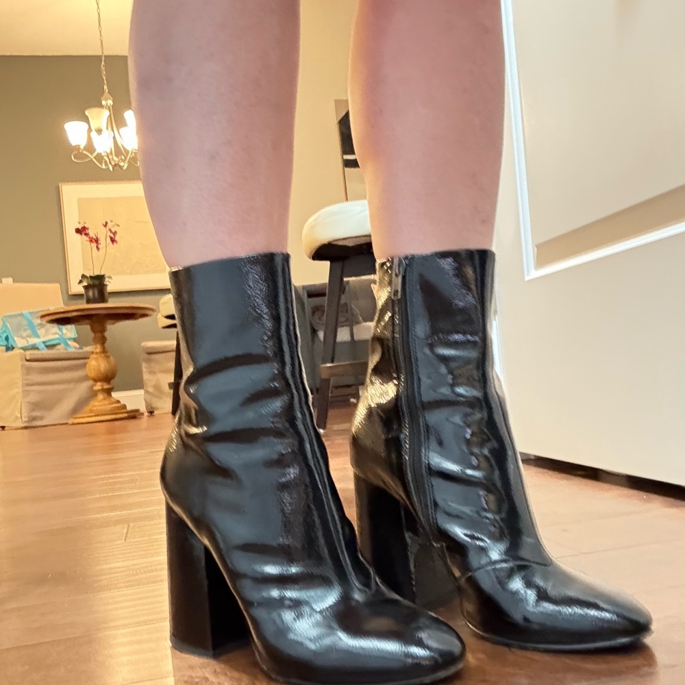 Ash Patent Leather Booties.